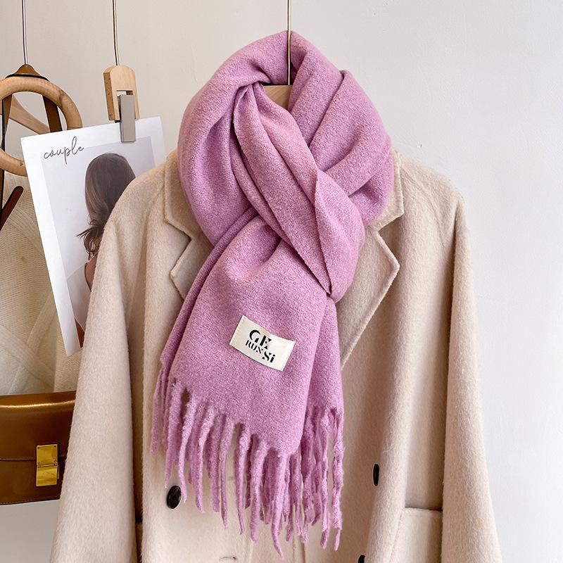 New solid color casual scarf simple fashion scarf men's and women's thickened versatile shawl