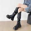 Vintage Schlupf Damen Kniehohe Stiefel Mode Plateau Höhenerhöhung Hohe Ritter Stiefeletten Winterschuhe Zapatos De Mujer