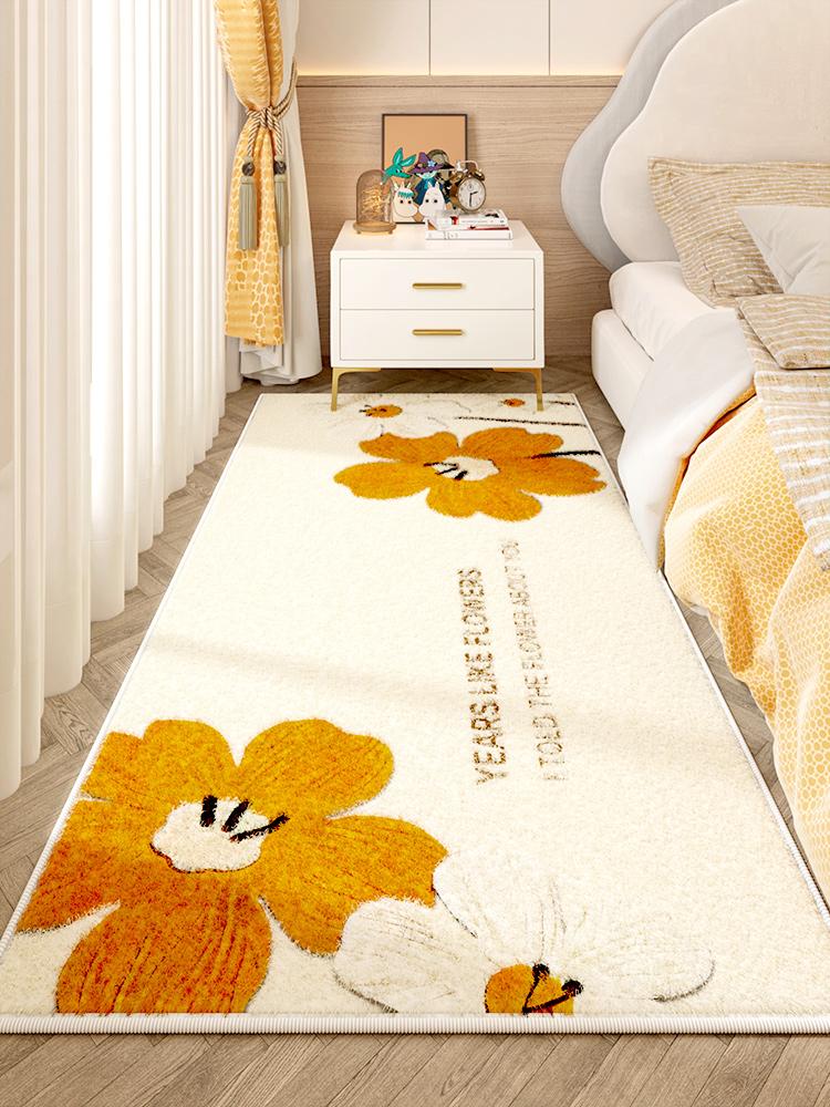 Flower Pattern Bedroom Decor Plush Thick Plush Carpets for Living Room Anti-slip Bedside Washable Floor Mat Home Fluffy Soft Rug