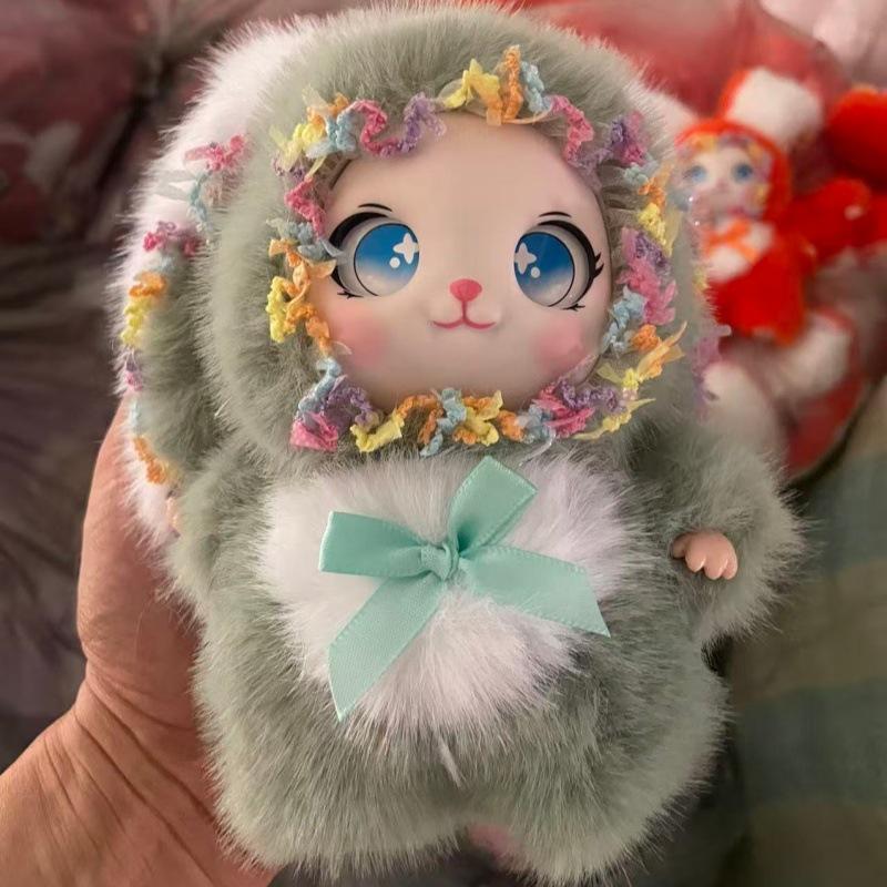 2026 Exquisite Rabbit Plush Pendant Cute Big Ear Fluffy Bunny Doll Keychain Ornament for Backpack Girls Daily Gifts
