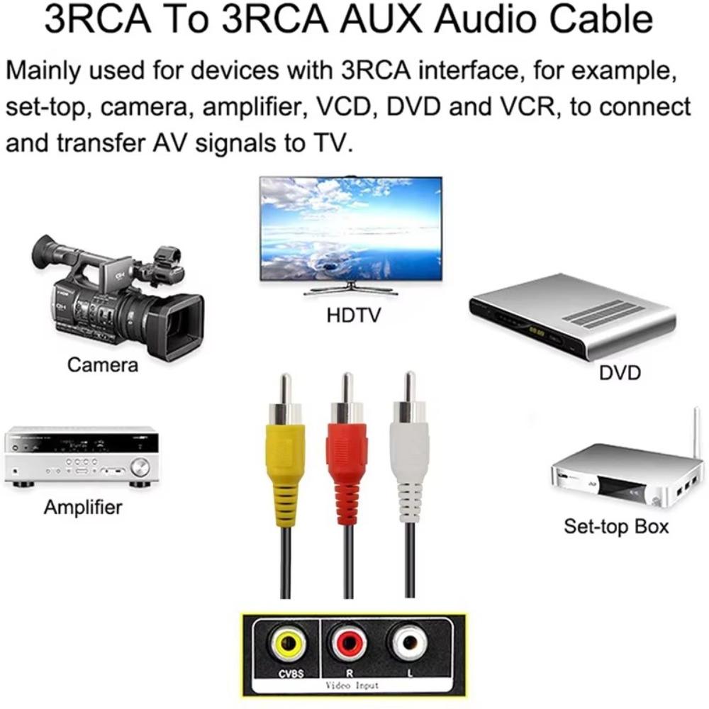 High-Fidelity Signal 3RCA AV Cable Adapter Audio/Video Splitter  for TV DVD TVPLUS Cable