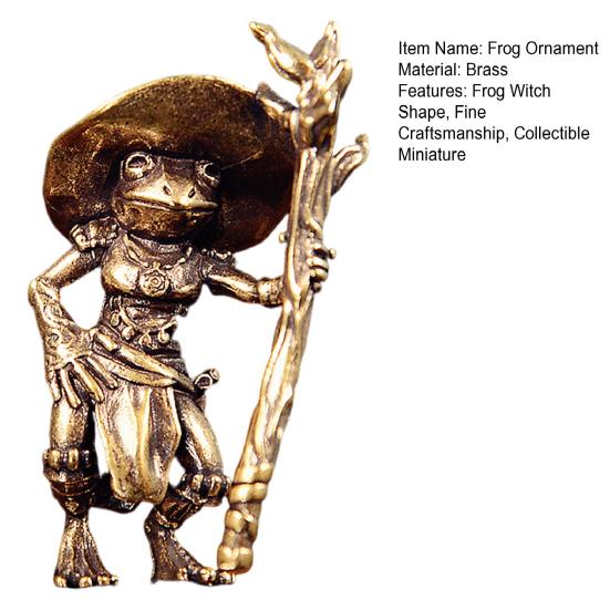 1/2/3Pcs Brass Frog Witch Figurine Vintage Brass Frog Ornament Fantasy Witch Decoration Whimsical Home Accents