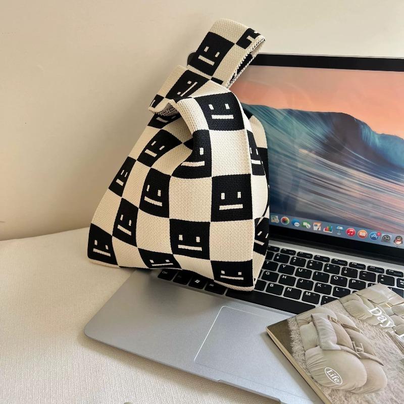 Square Rhombus Rhombus Stripe Geometric Knitted Gift Bag Handbag Handbag Handbag Tote Bag