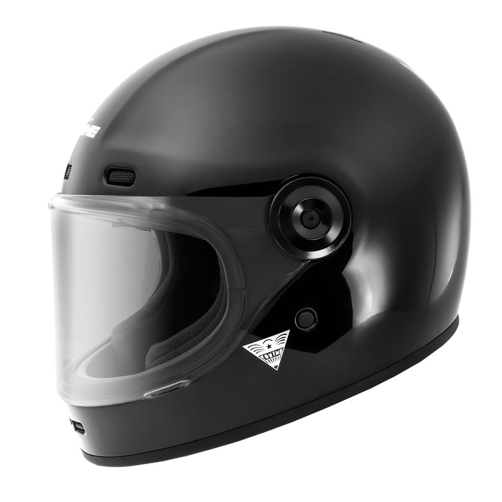 KOMINE Neo Retro Full Face Motorcycle Helmet Gloss Black M HK-190