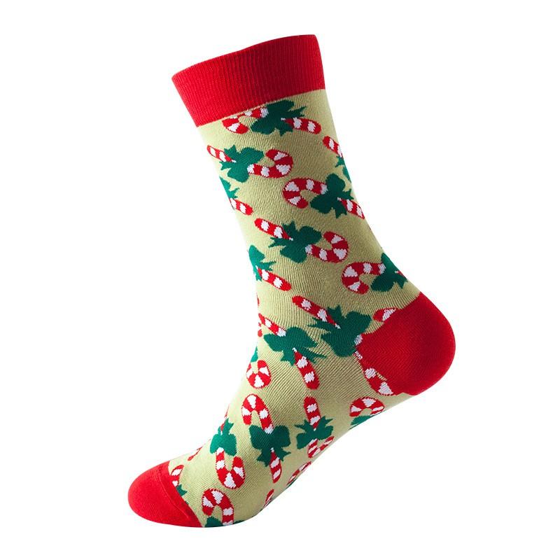 Creative Christmas Socks Cartoon Snow Tree Mid-Calf Cotton Blend Casual Men Women