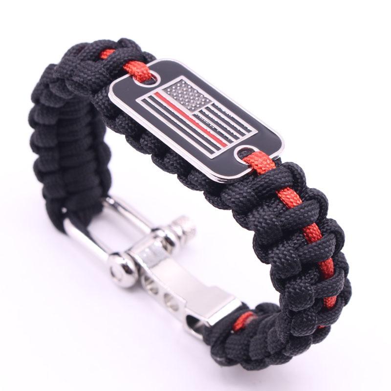 Wholesale Unisex Tactical Survival Umbrella Rope Wristband for Outdoor Climbing USA Flag Paracord