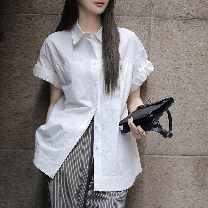 Women's Short-sleeved Summer New Style Design Niche Mid-length Pure Cotton Top
