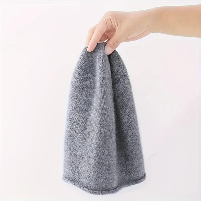 Luxury Cashmere Wool Beanie Hat - Unisex Winter for & Women, Soft Warm Roll-Over Brim, Casual & Costume Wear,Durable Fiber