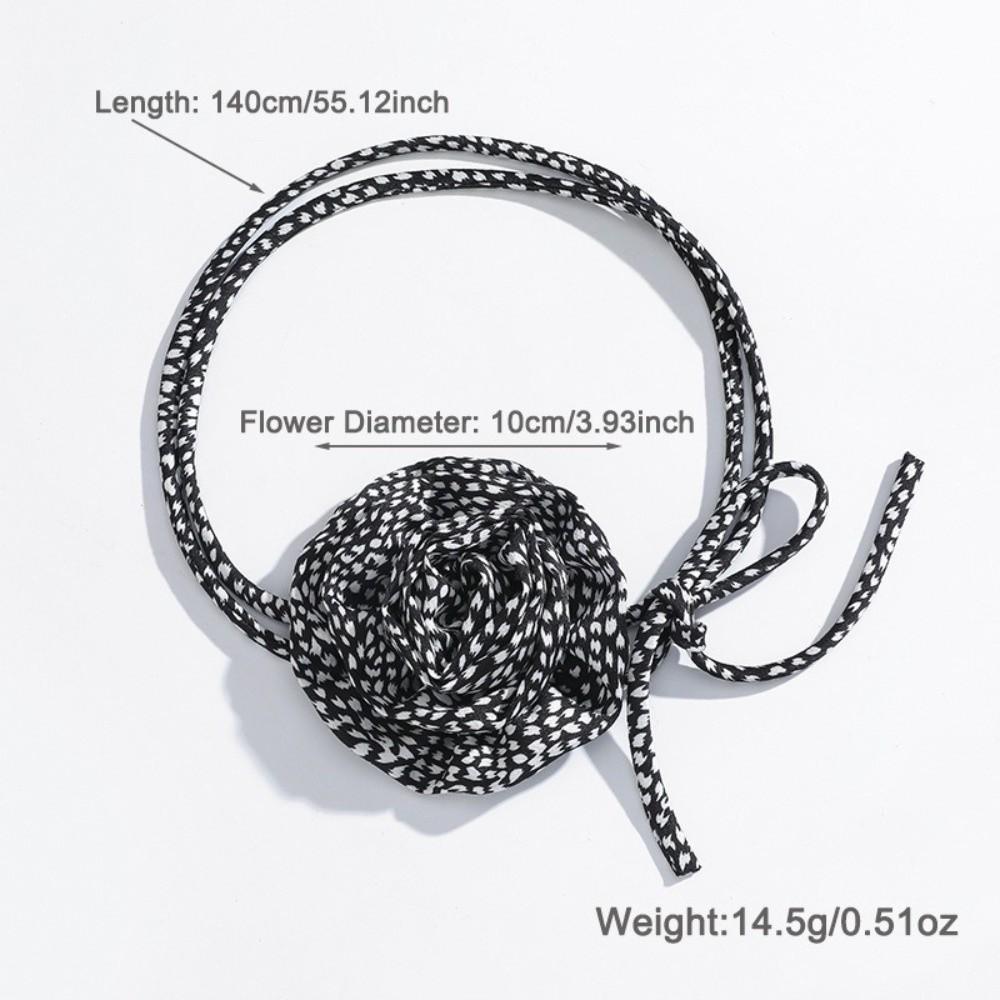 Korean Style Flower Clavicle Chain Wave Point Leopard Print Chocker Vintage Chiffon Necklace  Party