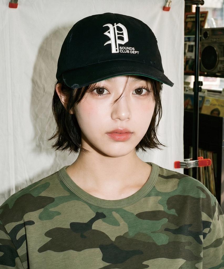 Pideupaipeo P Logo Washed Cap Black