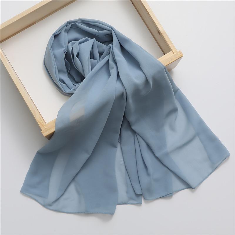 Chiffon Headscarf Monochrome Versatile Bubble Pearl Chiffon Yarn Headscarf Women's Solid Color Shawl Hot Sale
