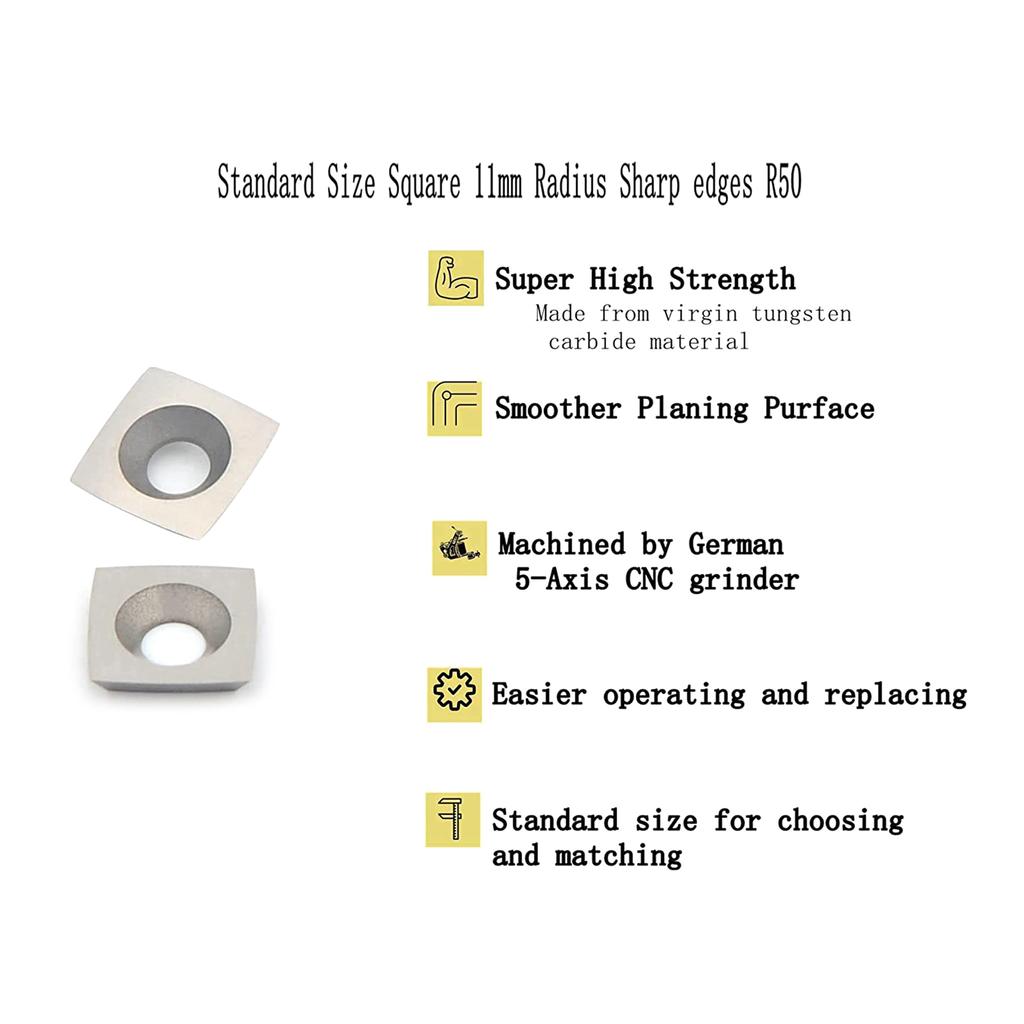 11mm Square Carbide Steel Cutter Inserts Knives for Woodworking Planer Insert Cutter Perfect for General Purpose