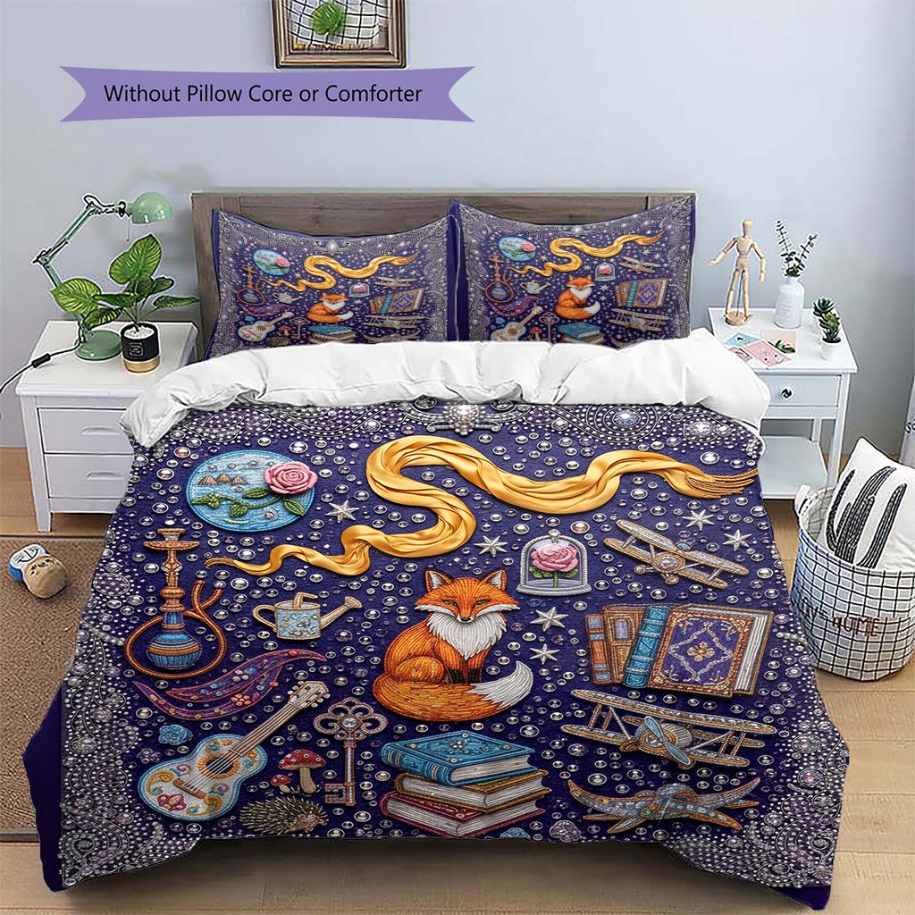 Diamond Embroidery Style Pattern Bedding Quilt Set Home Decoration Gift (1 * duvet cover + 2 * pillowcase without core)