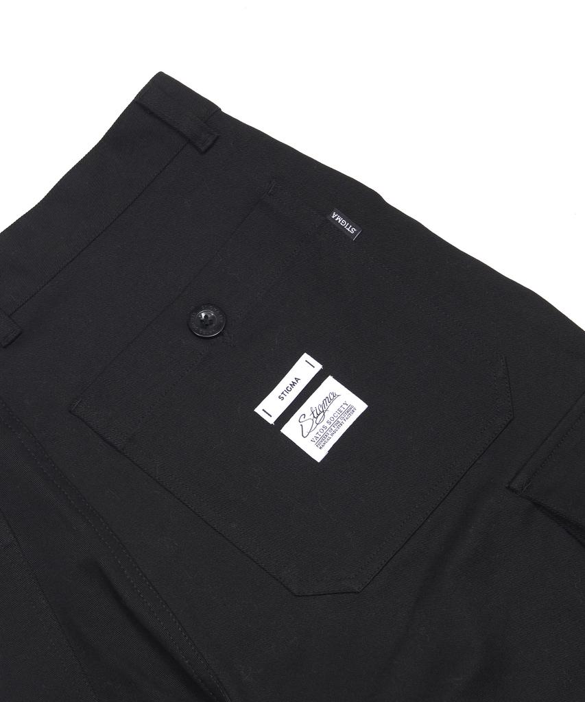 STIGMA 10S Twill Cotton Wide Parachute Pants Black