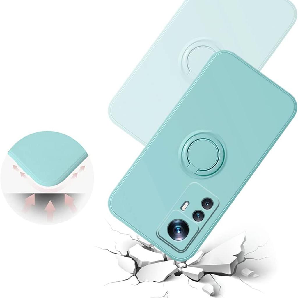 For Xiaomi 12T 5G/Redmi K50 Ultra 5G Ring Kickstand Liquid Silicone Phone Case Cell Phone Cover with Lanyard