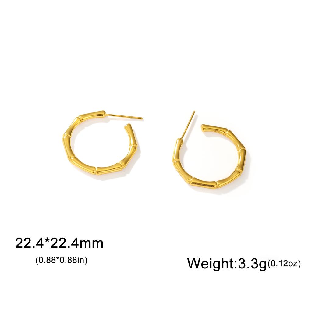 Cazador Stainless Steel Bamboo Joint Hoop Earrings for Women Trendy Round Drop Earrings Jewelry 2026 Valentine Gift New