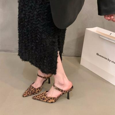 Mode Neu Beliebt Leopard Hausschuhe Schuhe Damen Pantoletten Sandalen Damen Schuhe Slingbacks Mules Damen Hohe Absätze Sandalen Pumps Schuhe
