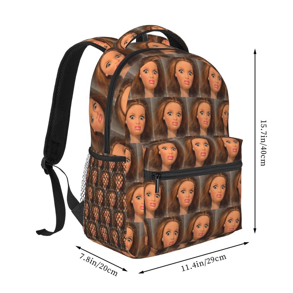 Disgusting Doll Face Meme Printed Backpack Student Boys Girls BookBag Children School Bag Laptop Shoulder Bags for Men Women