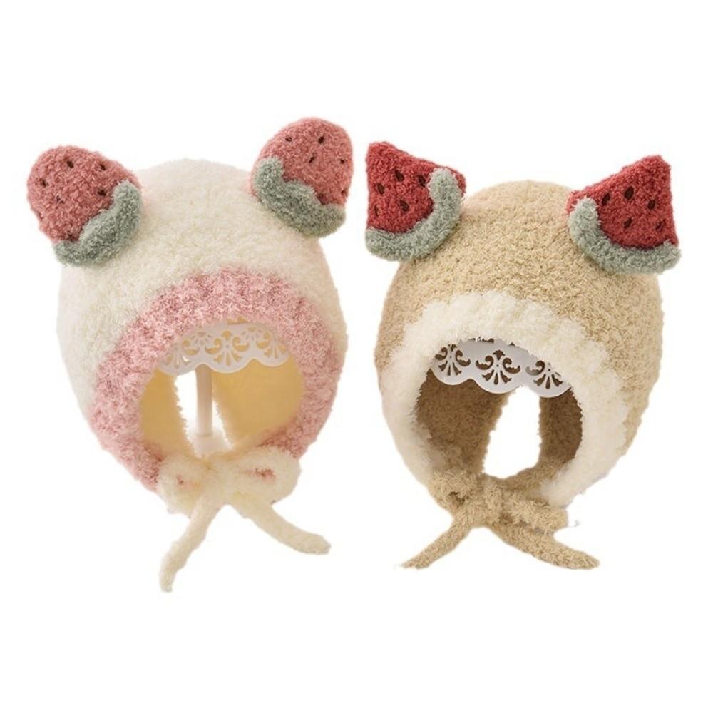 Lovely Fleece Fruit Ear Hat Winter Soft Baby Beanie Cap Thick Warm Ear Protection Hat Boys Girls