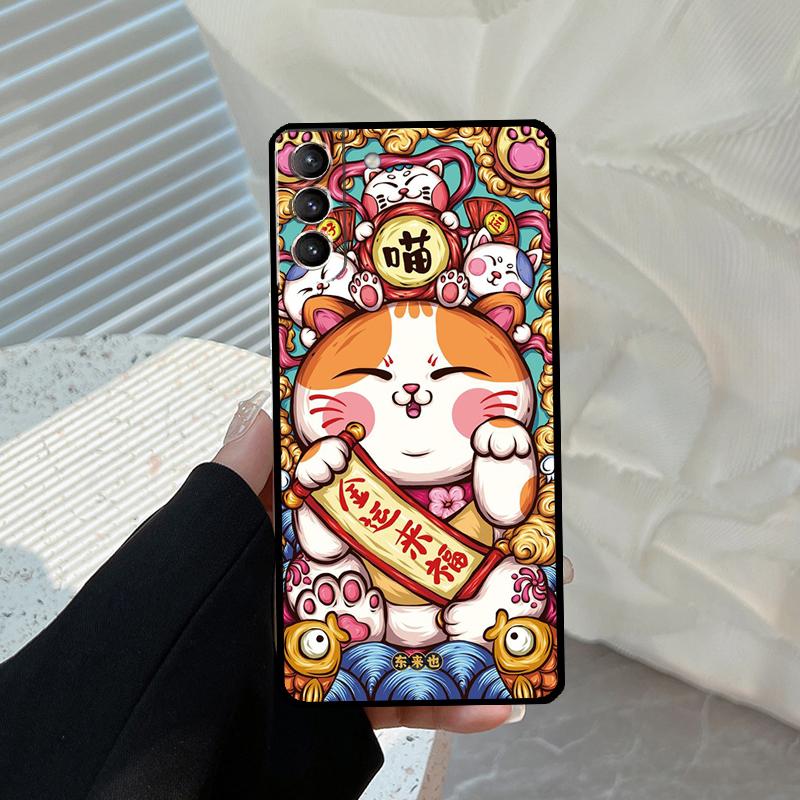 blessing lucky cat Case For Samsung Galaxy S24 Ultra S21 S22 S23 S25 S26 Ultra S10 Plus S20 S25 FE Cover Funda