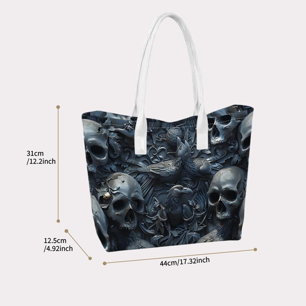 Gothic Skull Crow Print Casual Daily Tote Bag For Shopping Outdoor