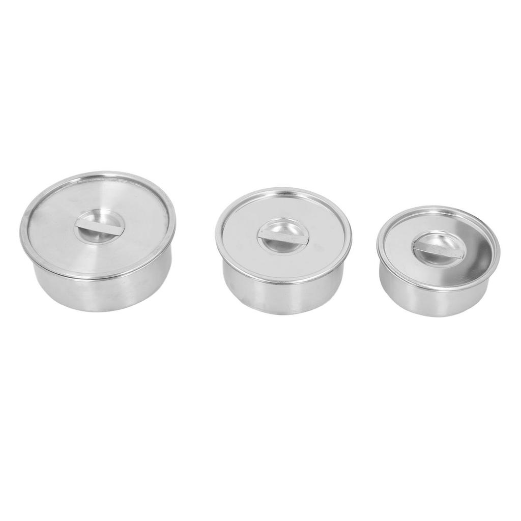 3PCS 304 Stainless Steel Bowl Set Heat Proof Anti Fall Metal Mixing Bowl Steamed Egg Bowl with Lids for Household Food Prep and Storage