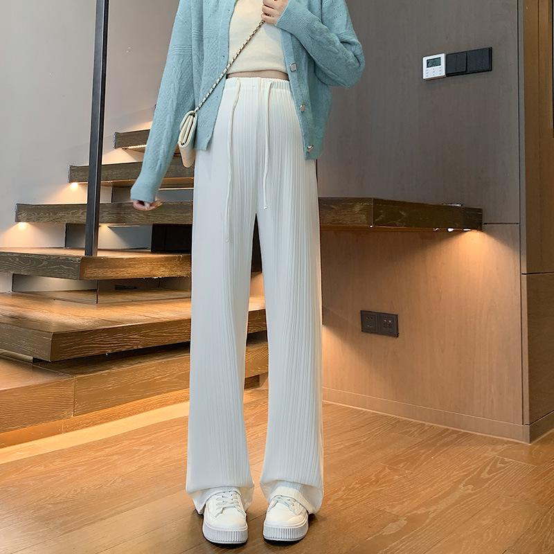 2024 Petite Maternity Pants: Spring/Autumn Wear, No Belly Support, Drawstring, Straight/Wide Leg, Long Pants