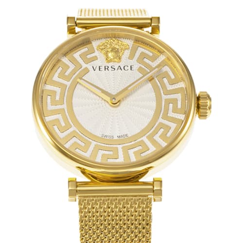 Versace New Lady Watch, 35mm, Silver Dial, Stainless Steel, Sapphire Crystal, Quartz Movement, Swiss Made, Women's, VE1CA0623, Gold