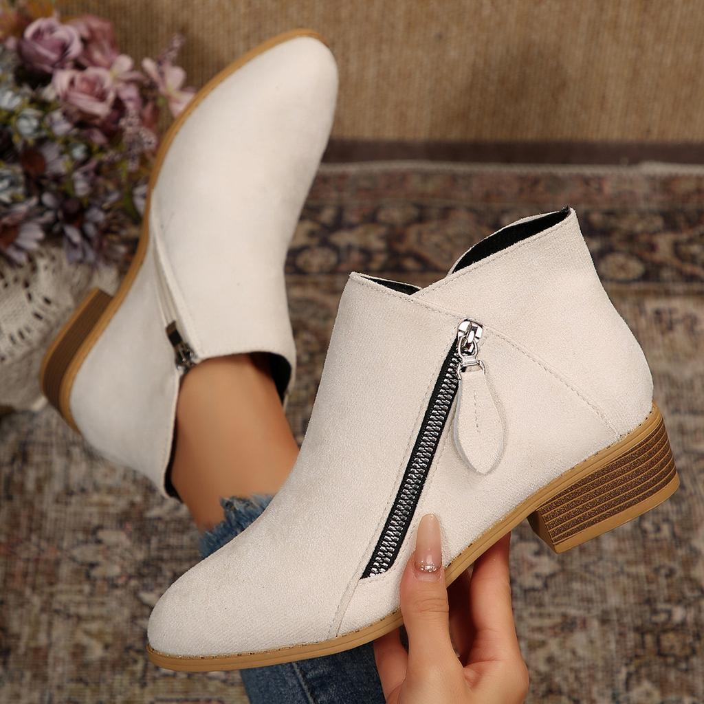 New autumn and winter women's and ankle boots suede heel side zipper large size Martin boots