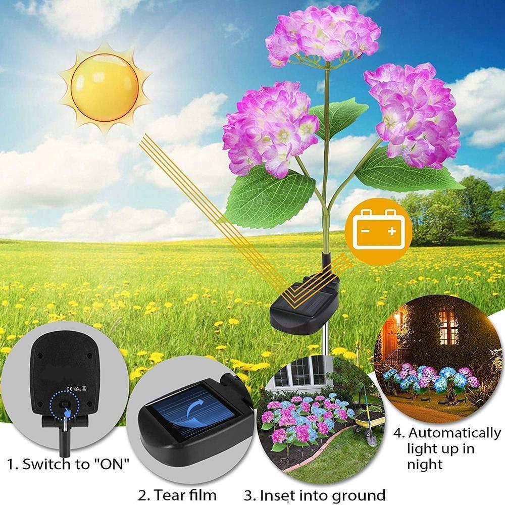 Hydrangea Rose Flower Solar Led Light Outdoor Garden Lawn Lamps for Garden and Vegetable Patch Country House Decoration