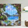 Flowers Garden Landscape Shower Curtain European Retro Rural Scenery Wall Decor Hanging Curtain Waterproof Bathroom Curtains