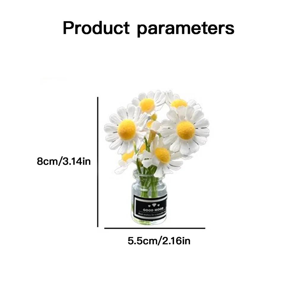 1Pc Cute Creative Bunny Daisies Car Widgets Desktop Cartoon Animal Decoration Micro-Landscape Diy Home Decor