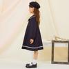 Chopin School Entrance Ceremony Sailor Long Piping Dress with Size Navy Girls' Dress, 2-Way, Collar, Sleeve, Ribbon, 110cm, (7376-2356)