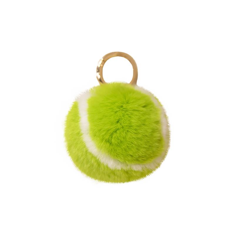 Fluffy Tennis Ball Plush Key Ring Soft Pompom Bag Pendant Sports Themed Gift For Friends Women Car Key Decor