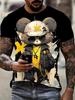 Nowe Letnie T-shirty Męskie High Street Animowane Nadruki 3D Koszulki Moda Harajuku Krótki Rękaw Luźny Dekolt Okrągły Streetwear