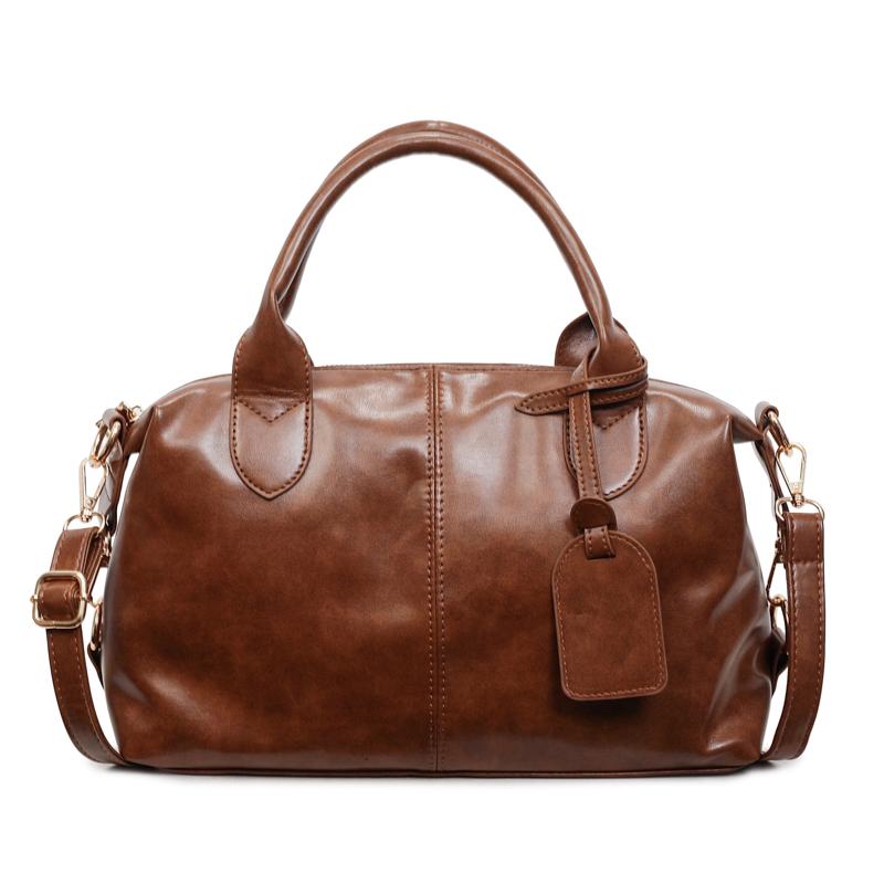 Modische Damen-Lederhandtasche Vintage Boston Boston-Tasche Umhängetasche mit abnehmbarem Riemen Geeignet für Arbeit, Einkaufen und Reisen