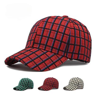Visors Hat for Women Outdoor Sunscreen and Sunshade Plaid Printing Check Baseball Hat with Hard Top for Men's Leisure