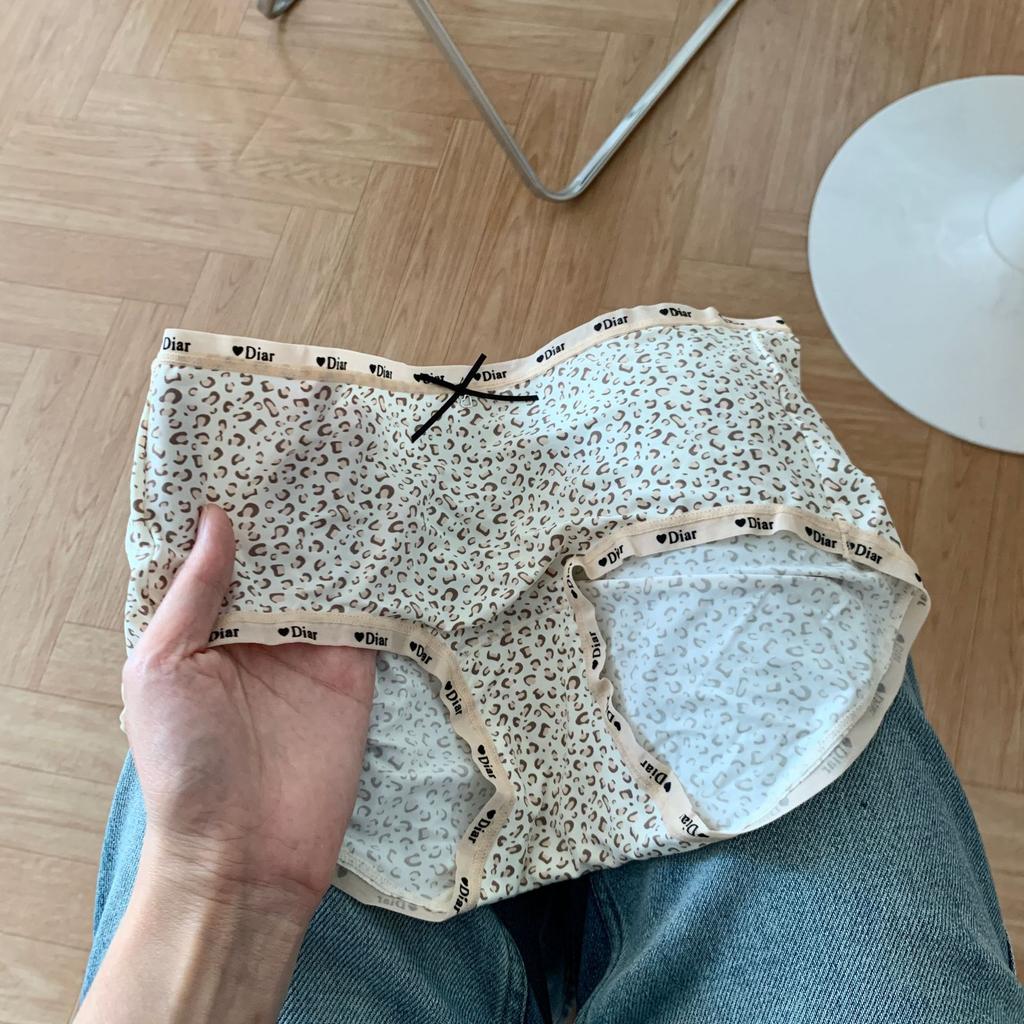 Women's Spring Summer Letter Leopard Print Ice Silk Quick Drying Low Rise Panties