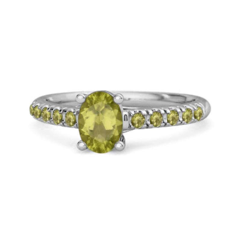 

Peridot Pavé Band Classic Statement Ring - Sterling Silver 6 біле золото кольору