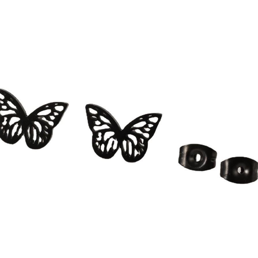 Women's Stainless Steel Angel Wing Butterfly Earrings – Cute Small Insect Design