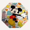 Mickey Mouse,Hearts Themed Automatic Opening and Closing Folding Umbrella, Reinforced 8 Ribs, Compact Travel Design, Fashionable Folding Umb