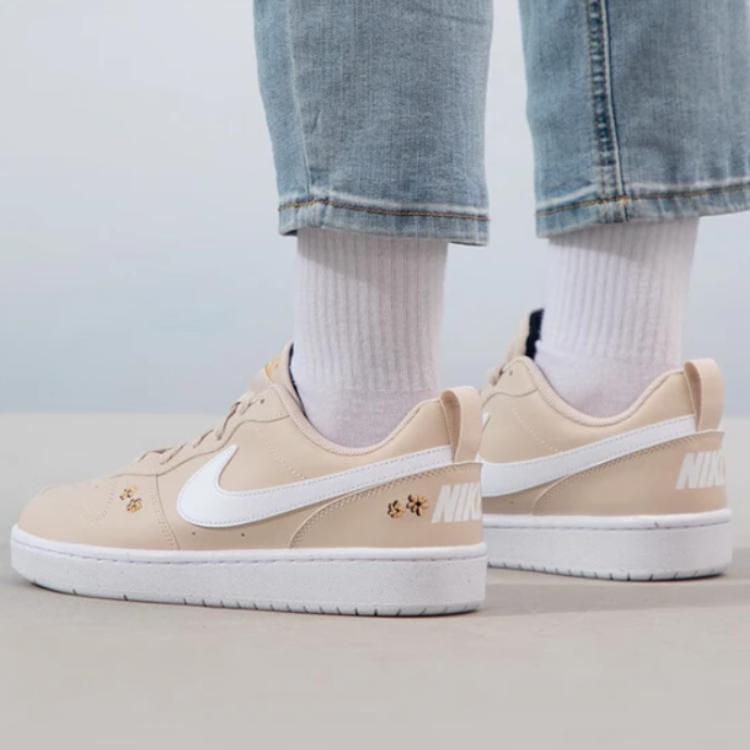Nike Court Borough Low Recraft SE GS Embroidered Floral Kids Sneakers Tan Sanddrift Twine FZ3136-100