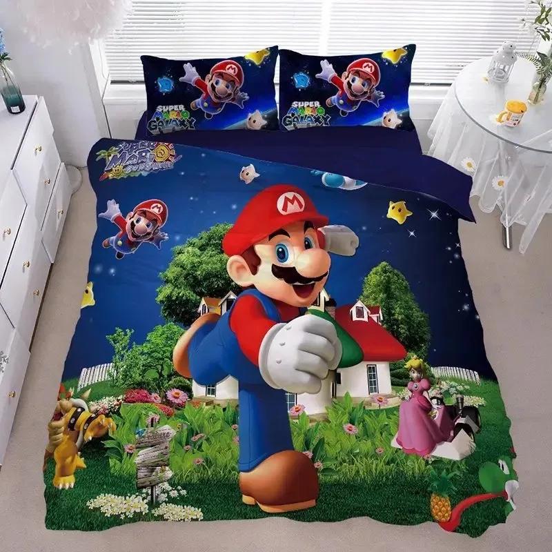 3D Anime Supers M-Mario BrosPrinted Bedding Set- Duvet Cover + Pillowcases2/3pcsSuitable for Kids Adults Soft Polyester