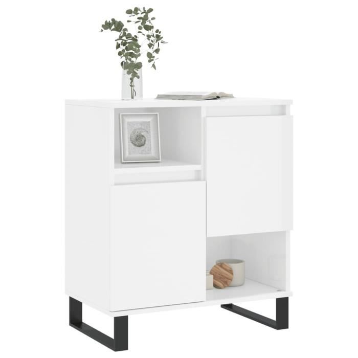 VidaXL Buffet Blanc brillant 60x35x70 cm Bois d'ingénierie 831198