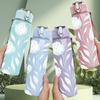 1PC White Tulip Floral Line Art Print 750ml Color Plastic Sports Water Bottle Leakproof Flip Straw Lid Suitable for Sports Office Home Use