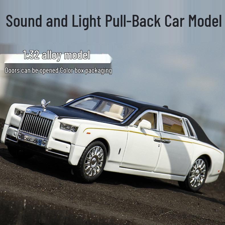 1:32 Rolls-Royce Phantom Toy Car with Suicide Doors, Sound & Light, Alloy Pull-Back Model