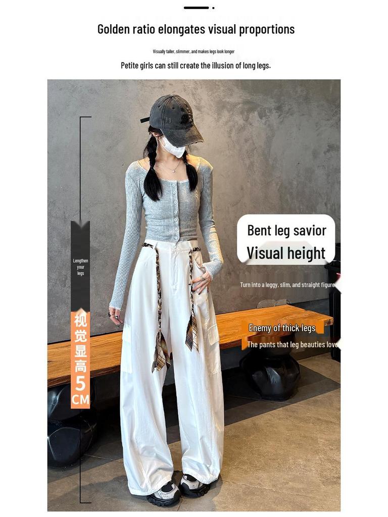 American Style Wide-Leg Woven Belt Pants: Women's 2026 Spring/Summer Casual Workwear