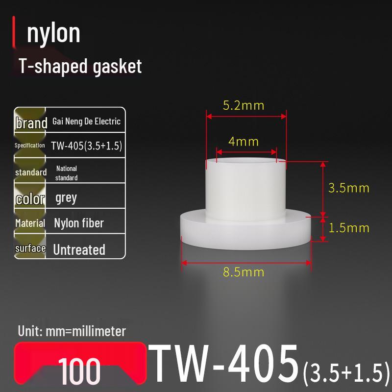 T-shaped Nylon Gasket Ring Screw Shaft Sleeve, Round Concave-Convex Insulation Pad, M2-M35
