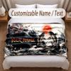 Fish Ocean Theme Soft Blanket Personalized Custom Name Text Print Warm Blanket Home Sofa Bedroom Decor