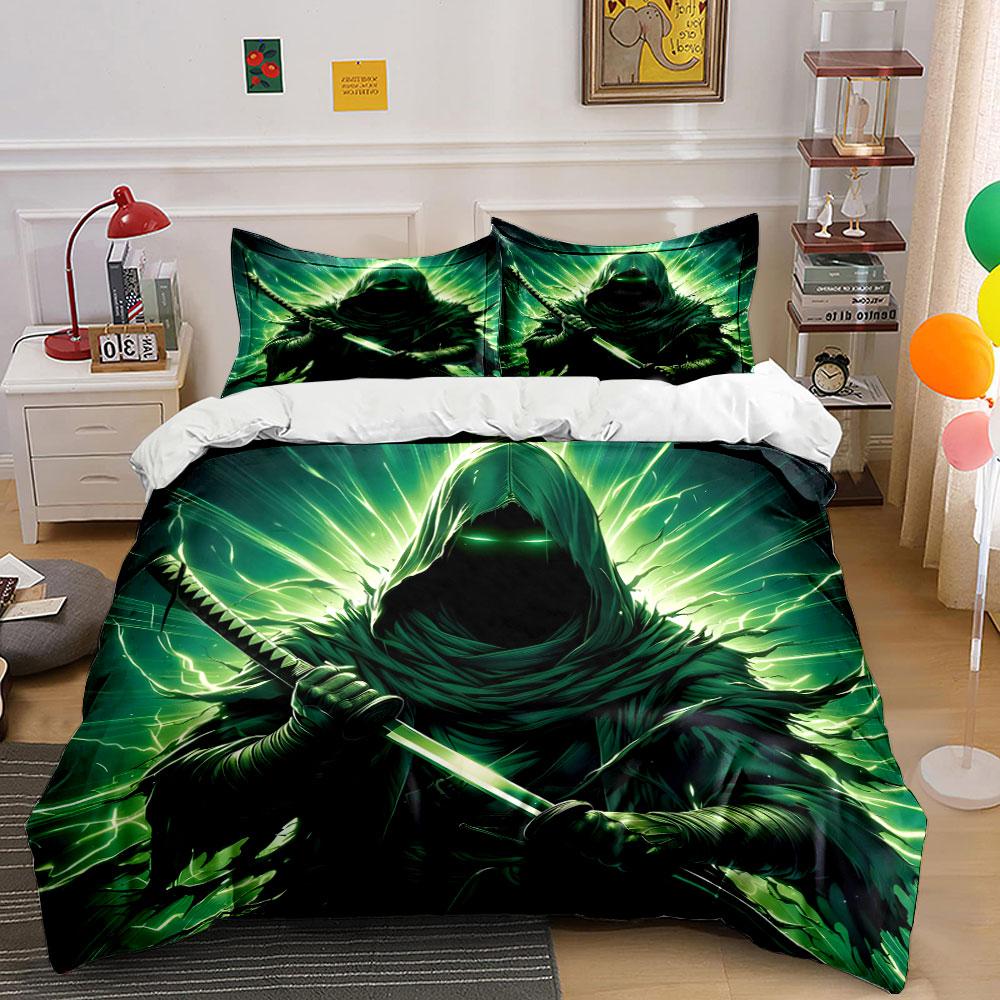 Dark Cloaked Warrior With Glowing Sword Print Soft Comfortable Duvet Cover Bedding Set Included 1*Duvet Cover  2*Pillowcases